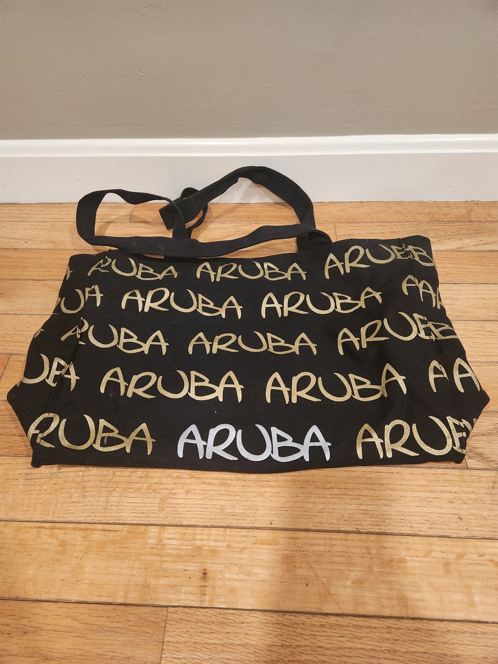 Aruba Logo Black & Gold Canvas Tote Bag